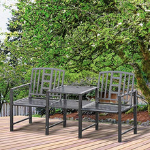 Panchina 2 Posti da Giardino 165x52x83 cm con Tavolino Nera