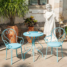 CGBF-Set Bistrò Rotondo A 2 Posti da 60 Cm,Mobili da Giardino Patio Resistente alle Intemperie,Blu