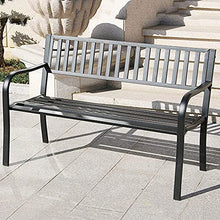 GaoF Panchine da Giardino Park Terrace, panchina in ghisa per Esterni (con Cuscino in Schiuma), panchina Lounge a 2 posti con Schienale e braccioli, panchine Decorative per