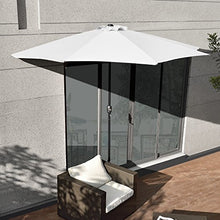 casa.pro] Ombrellone a Mezzaluna Ø300cm Bianco Manovella Giardino Parasol