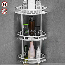 Mensola da bagno a 3 ripiani doccia scaffale angolare senza trapano, cestino angolare a tre livelli rack scaffale da doccia e angolo in alluminio con montaggio a parete