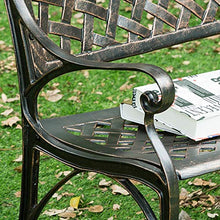 Panca da giardino sedia da giardino, panca da giardino in metallo con schienale, 2 posti, chaise longue in alluminio pressofuso utilizzabile su balcone/corridoio/terrazza