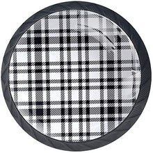 Quadrato a quadri scozzese grigio bianco nero Pomelli per Porta Set di 4 Pomelli per Mobili Manopole per Cassetti Cucina Armadio Vetro