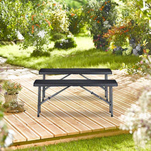 Relaxdays Panchina Pieghevole, Set da 2 Panche da Birreria, Terrazza & Giardino, Plastica, HxLxP: 42 x 100 x 25 cm, Nero