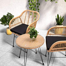 Casaria Set da Balcone Tavolo 2 Sedie Salottino Arredo Giardino Look Naturale Bambu Terrazza con Cuscini