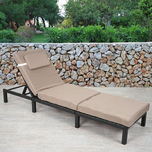Lettino da esterno polyrattan HWC-A51 regolabile Premio antracite cuscino beige