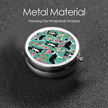 Scatola rotonda per medicina portatile, mini portapillole in metallo, dispenser per pillole, borsa da tasca, regalo da viaggio, design Collie Florals