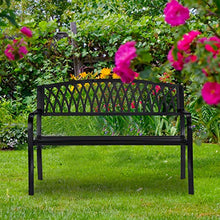 Relaxdays Panca da Giardino, Outdoor, a 2 Posti, Resistente alle Intemperie Rivestimento Antiruggine, 87x127x60 cm, Nero, Acciaio, colata