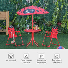Outsunny Set Tavolo da Giardino con 2 Sedie Pieghevoli e Ombrellone per Bambini in Metallo e Poliestere, Rosso