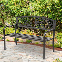 miozzi Panchina da Giardino in Acciaio con Schienale Decorato 127x60 cm Bechy Marrone