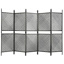 E E-NICES Paravento a 5 Pannelli in Polyrattan Antracite 300x200 cm