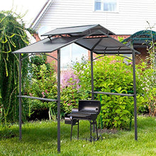 Gazebo da Giardino per Barbecue 240x150x250 cm con Tettuccio in Policarbonato Nero