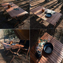 SCDXJ Tavolo da Esterno Giardino，Legno Massiccio tavolino pieghfnole，Adatto per Campeggio, Barbecue, Balcone,Brown-120 * 60 * 41cm
