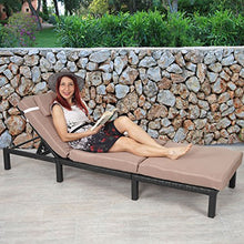 Lettino da esterno polyrattan HWC-A51 regolabile Premio antracite cuscino beige