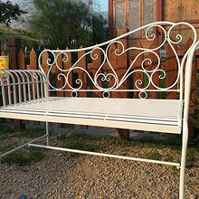 Terrazza panchina da giardino retrò panchina da esterno, Panca in metallo impermeabile e frangisole con schienale e braccioli, Panchina decorativa per parco all'aperto, può ospitare 2-3 persone