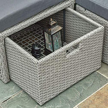 Outsunny Set Mobili da Giardino con Divano 2 Posti, Contenitore e Pouf in Rattan PE Salvaspazio con Cuscini, Grigio - Arredi Casa