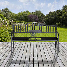 Relaxdays Panca da Giardino con Tavolino Pieghevole, 3 Posti, Tavolo Integrato, HxLxP 90 x 150 x 57,5 cm, Nero