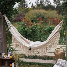 ZXCVB Amaca con Frange, Amaca da Balcone Deluxe, Amaca Doppia in Cotone per Esterni per casa, all'aperto, Cortile, Spiaggia e terrazza