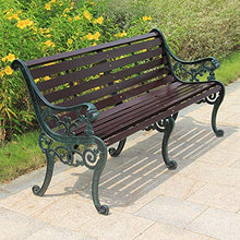 Panchina per Terrazza Parco per Tempo Libero, Panca Giardino Resistente Intemperie con Struttura Ghisa e Legno Massello Anticorrosivo, 2-3 Posti Panche Decorative retrò per Portico Prato Cortile