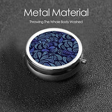 Zen Paisley Blues - Contenitore rotondo per pillole a 3 scomparti, in metallo, per medicina e vitamina