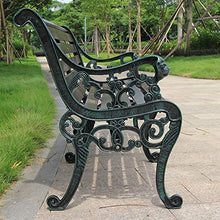 Panchina per Terrazza Parco per Tempo Libero, Panca Giardino Resistente Intemperie con Struttura Ghisa e Legno Massello Anticorrosivo, 2-3 Posti Panche Decorative retrò per Portico Prato Cortile