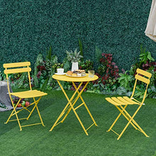 Set Tavolino e 2 Sedie Pieghevoli da Giardino in Metallo Giallo