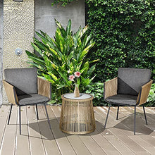 Outsunny Set con Tavolino e Sedie da Giardino da 3 Pezzi, Sedie in Rattan per Esterni, Cachi e Grigio
