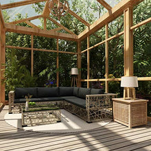 OUSEE Set Divani da Giardino 6 pz con Cuscini in Polyrattan Grigio