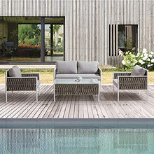 Meubletmoi - Divano basso a 2 posti da giardino in alluminio grigio e textilene intrecciato grigio – Jiji
