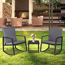 LUGEUK Sedia a Dondolo a 3 Pezzi Set di mobili da Esterno per Esterni, Coperchio di Conversazione per Sedia in Rattan, tavolino in Vetro (Nero)