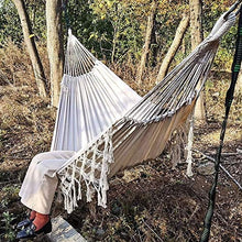 WMYATING Hammock Grande 2 Persona Stile Rame con Frange Deluxe Hammock Net Swing Sedia Indoor Appeso Swing Comfort Durata
