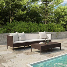 SKM Set Divani da Giardino 6 pz con Cuscini in Polyrattan Marrone (39kg) Marrone-6981