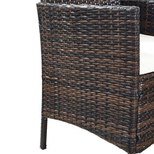 Set Salotto da Giardini in Poly Rattan Struttura in Acciaio Composto da Divano 2 Poltrone Tavolino con Piano in Vetro Cuscini Sfoderabili Ideale per Terrazzo Giardino Colore Marrone