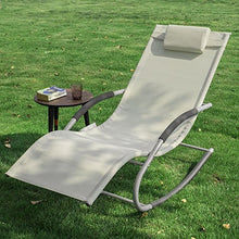 SoBuy OGS28-MI, Poltrona Dondolo, Sdraio Relax, Sedia a Sdraio, con Taschina, Beige