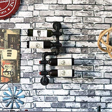 FWZJ Wall Mounted Retro 4 Bottles Wine Rack Hanging Water Pipe Wine Display Storage Stand Industrial Style Shelf Modern Minimalist Design for Wine Lovers