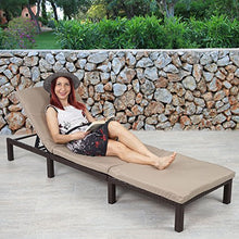 Lettino da esterno polyrattan HWC-A51 regolabile Basic marrone cuscino beige