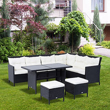 Outsunny Set Mobili Rattan da Esterno 6pz con Cuscini Giardino Nero