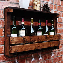 DJSMjbj - Portabottiglie da Parete in Legno, con Stelo Lungo, per Bicchieri e Sughero da Vino