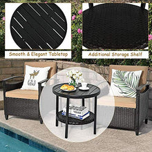 YRRA 3 Pezzi Divano Rattan Set Patio Conversazione Conversazione bistrot Set w/tavolino tavolino e Cuscini Schienale Robusto Struttura in Acciaio Robusto arredo all'aperto Set per Giardino (Marrone)