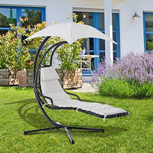 miozzi Sedia Dondolo Pensile Relax Chaise Longue di Lusso con Tettuccio Crema