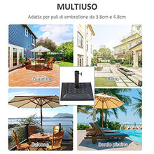 Outsunny Basamento per Ombrellone da Giardino in Resina e Acciaio in Stile Vintage, 44x44x32cm, Nero e Bronzo