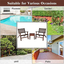 YRRA 3 Pz Patio Conversazione Set Set Solido Eucalipto Telaio in Legno All'aperto Mobili in Vimini Set di Bistro Set con tavolino Mobili in Rattan Set per Cortile (Marrone)