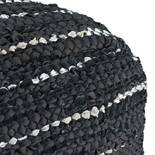 Relaxdays 10021217 Pouf Poggiapiedi Imbottito, Pelle, Nero, 54 x 57 x 38 cm