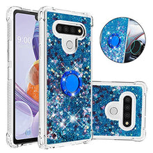 Custodia LG Stylo 6 Squillo della Base del Telefono TPU Brillantini Diamond Liquido Telefono Bumper Case （Amore Blu）