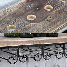 FURVOKIA - Scaffale da parete per vino industriale, rustico, con supporto in vetro, da appendere al muro, a 2 ripiani in legno, per casa, soggiorno, cucina, espositori (61 cm)