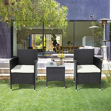 Belissy Set di mobili da giardino in rattan sintetico, poltrone da giardino moderne, mobili da balcone, set da 2 persone, 1 tavolo e 2 poltrone, set per balcone e terrazzo (rattan marrone)