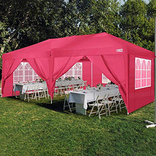 COBIZI Gazebo 3 x 3 impermeabile, con custodia, impermeabile, regolabile in altezza, pieghevole, pop-up (3 x 6 m + 6 pannelli laterali, rosso)