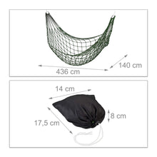 Relaxdays Amaca a Rete per 1 Persona, Leggera, Ideale per Giardino, Campeggio, Ambienti Interni ed Esterni, di Colore Verde Scuro