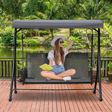 Outsunny Dondolo 3 Posti da Giardino o Terrazzo con Tettuccio Regolabile e Tasche Portaoggetti Grigio Scuro 196x128x172cm